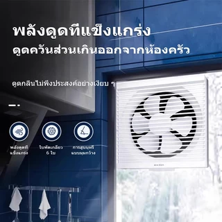 ICIC พัดลมดูดอากาศ 6/8/10/12นิ้ว พัดลมระบายอากาศ การระบายอากาศในห้องน้ำ ลมแรงและเสียงไม่ดัง