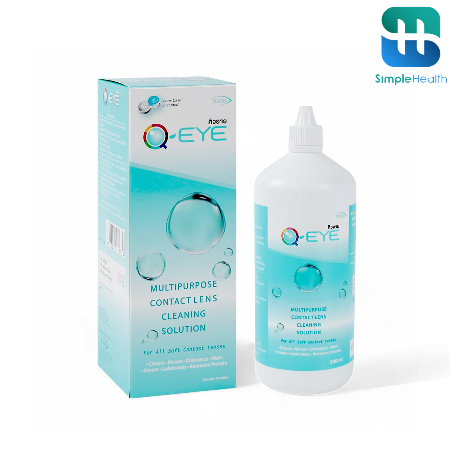 Simple health น้ำยาล้างคอนแทคเลนส์ ขนาด 250 - 500 ML Qeye คิวอาย ชำระล้างและฆ่าเชื่อโรค