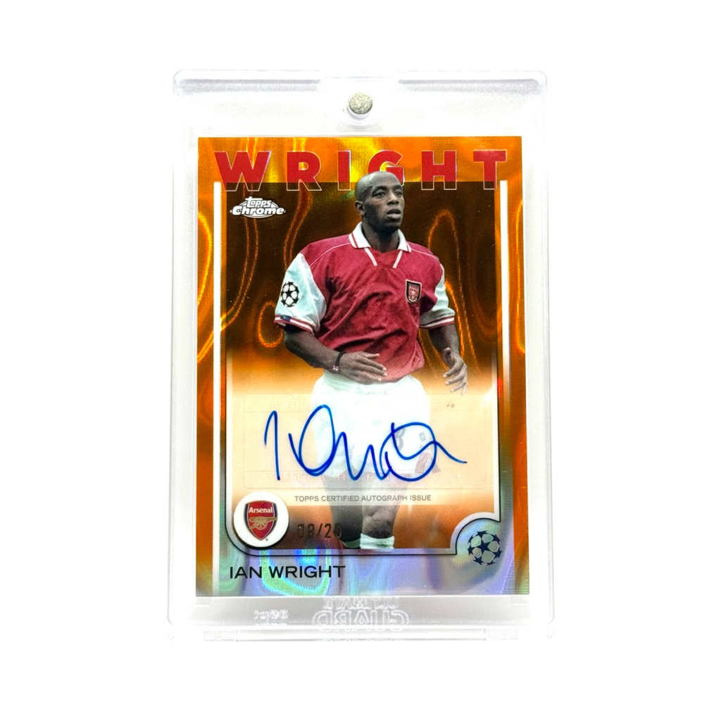 Topps Chrome UCC 24/25 Ian Wright Arsenal FC /25 Chrome Autograph Orange Lava Refractors