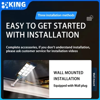KING ไฟถนนโซล่าเซลล์ 2000W Solar Light IP67 โซล่าเซลล์ ส่งสว่างได้12ชั่วโมง ไฟภายนอกอาค ไฟโซล่าเซลล์