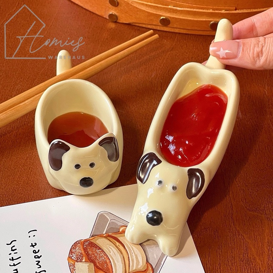 【พร้อมส่ง】🍽️🐶 ถ้วยน้ำจิ้ม เซรามิก ลายน้องหมา สุดคิ้วท์ หางสามารถวางตะเกียบได้ สไตล์เกาหลี ถ้วยอาหารแฮมเตอร์ - รูปที่ 2