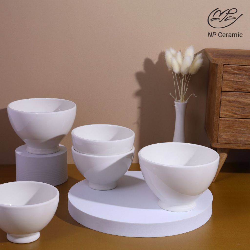 [ลดสูงสุด 80%] NP Ceramic ถ้วยเซรามิค ถ้วยซอส ผลไม้ ซีเรียล สีขาว มี 3 ขนาด