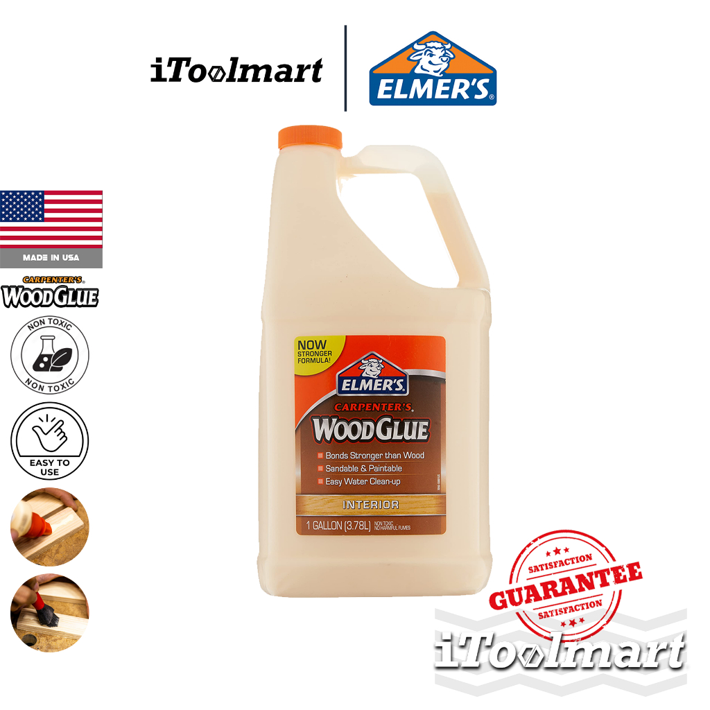 Elmer's Wood Glue กาวลาเท็กซ์ กาวติดไม้ E7050LMR Carpenter ขนาด 128 OZ (3785 ml.) แบบ แกลลอน สีขาว