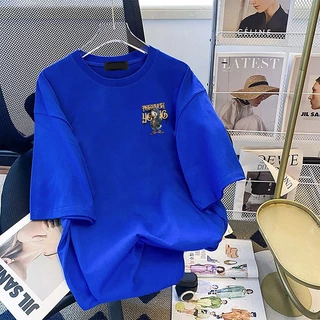 Top.street เสื้อยืด oversize 'cool duck' พิมพ์ลาย แขนสั้น t shirt cotton100% วินเทจ เสื้อฟอก สีดำ 3xl สไตล์เกาหลี