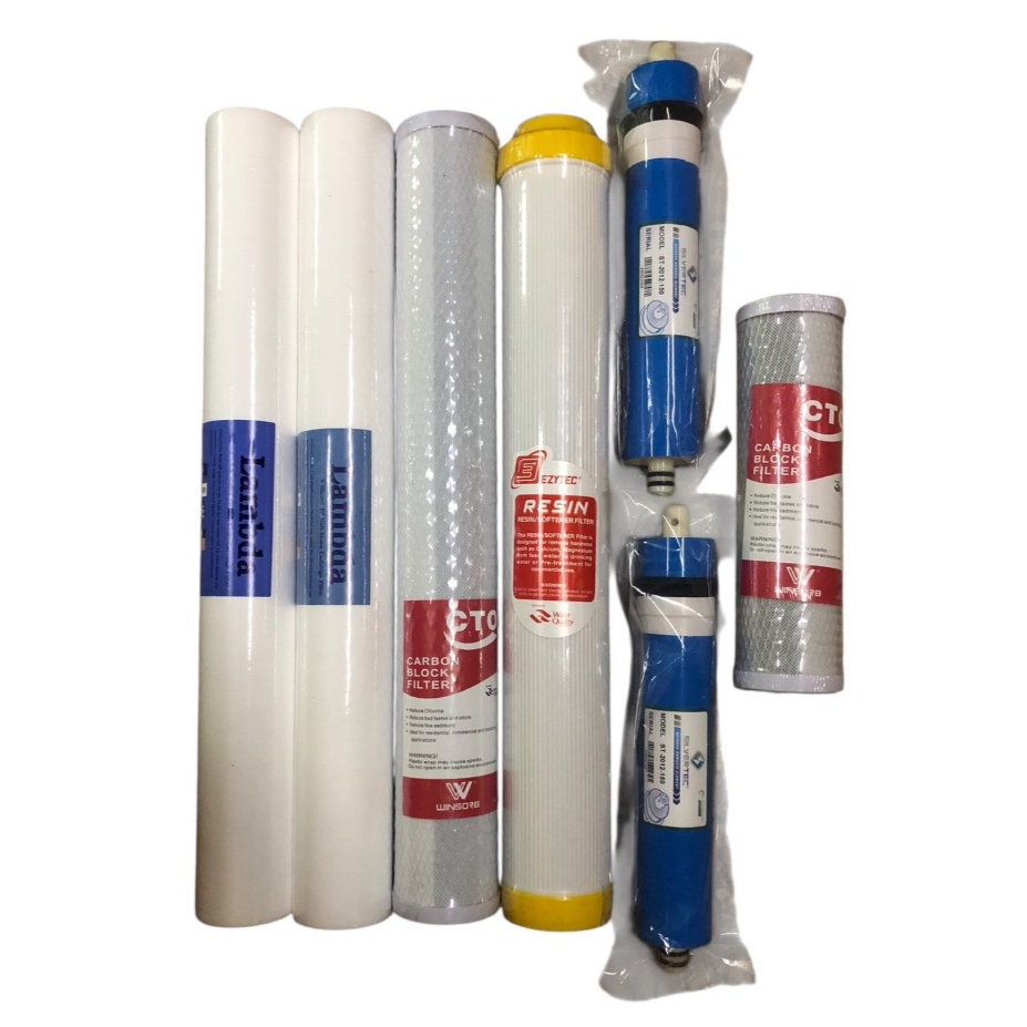 ชุดไส้กรองตู้น้ำดื่มหยอดเหรียญ 7 ขั้นตอน ระบบ RO (PP20' 2 แท่ง+CTO20'+RS20'+RO150G2แท่ง+CTO10')