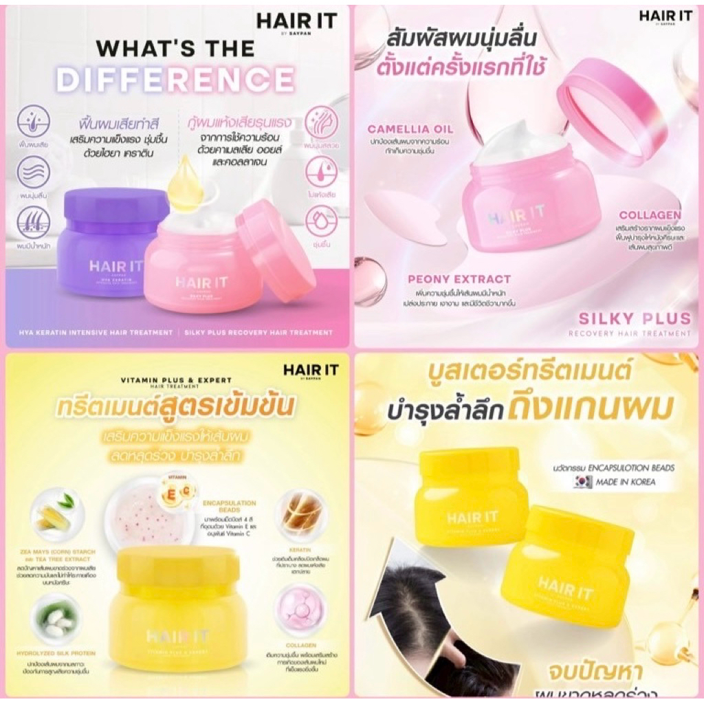 HairIt by Saypan ทรีทเมนต์ผมฟื้นฟูผมเสีย ขนาด 120 กรัม มี3 สูตร