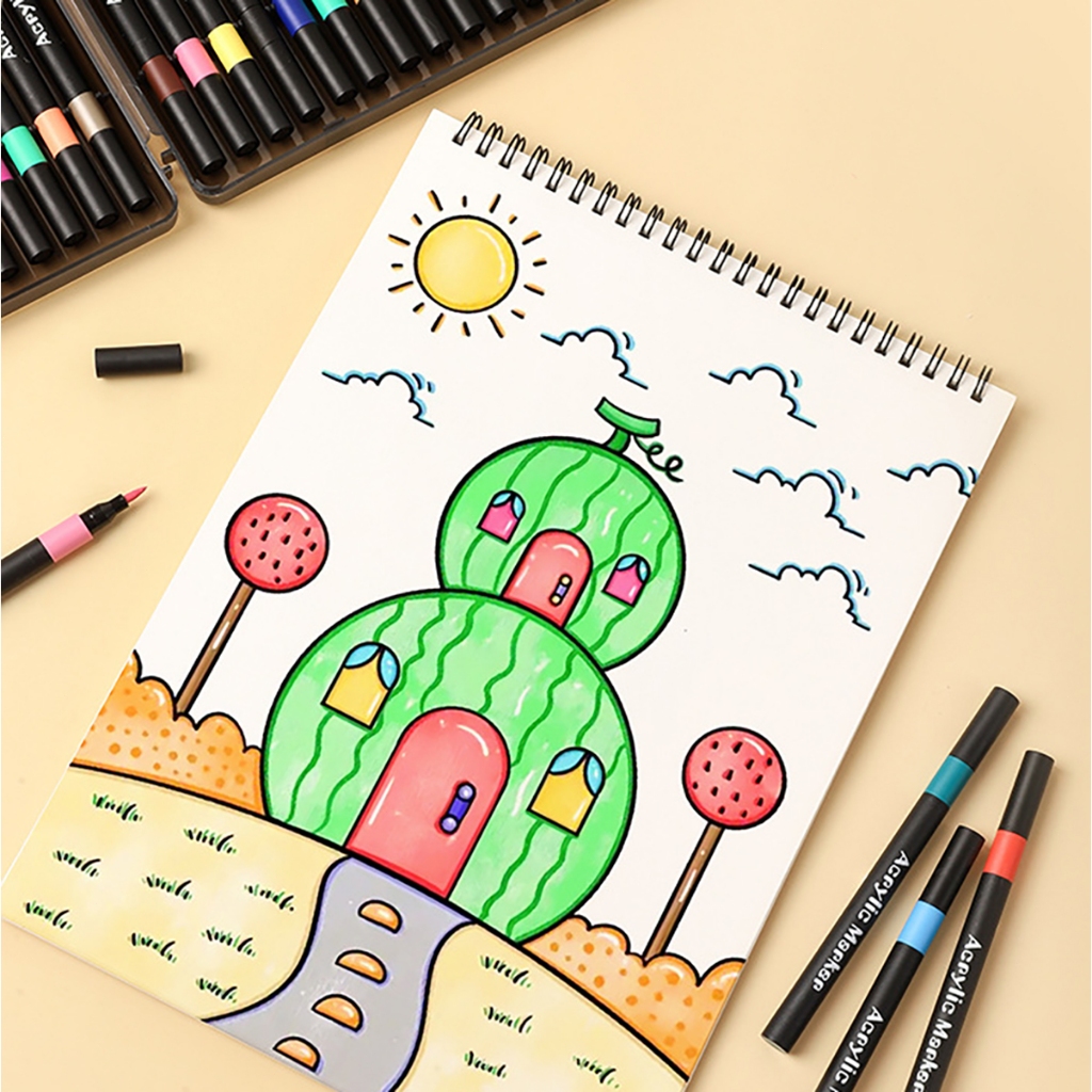 ปากกาอะครีลิคหัวนุ่ม สีสันสดใส ปลอดสารพิษ ล้างออกได้ ไม่ทิ้งคราบ - รูปที่ 6