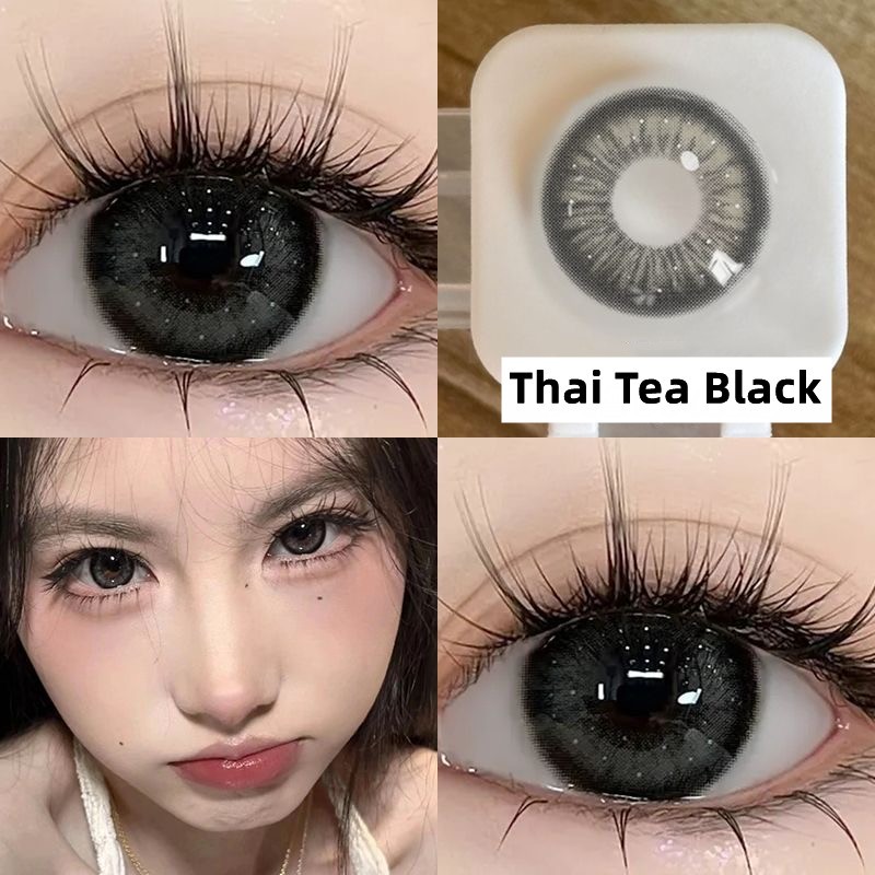 【-100°-600°】Midroo รุ่นธรรมชาติขายดี ธรรมชาติ เลนส์บิ๊กอายน่ารัก Thai Tea Grey/ Black 14.5mm Monthly Replace