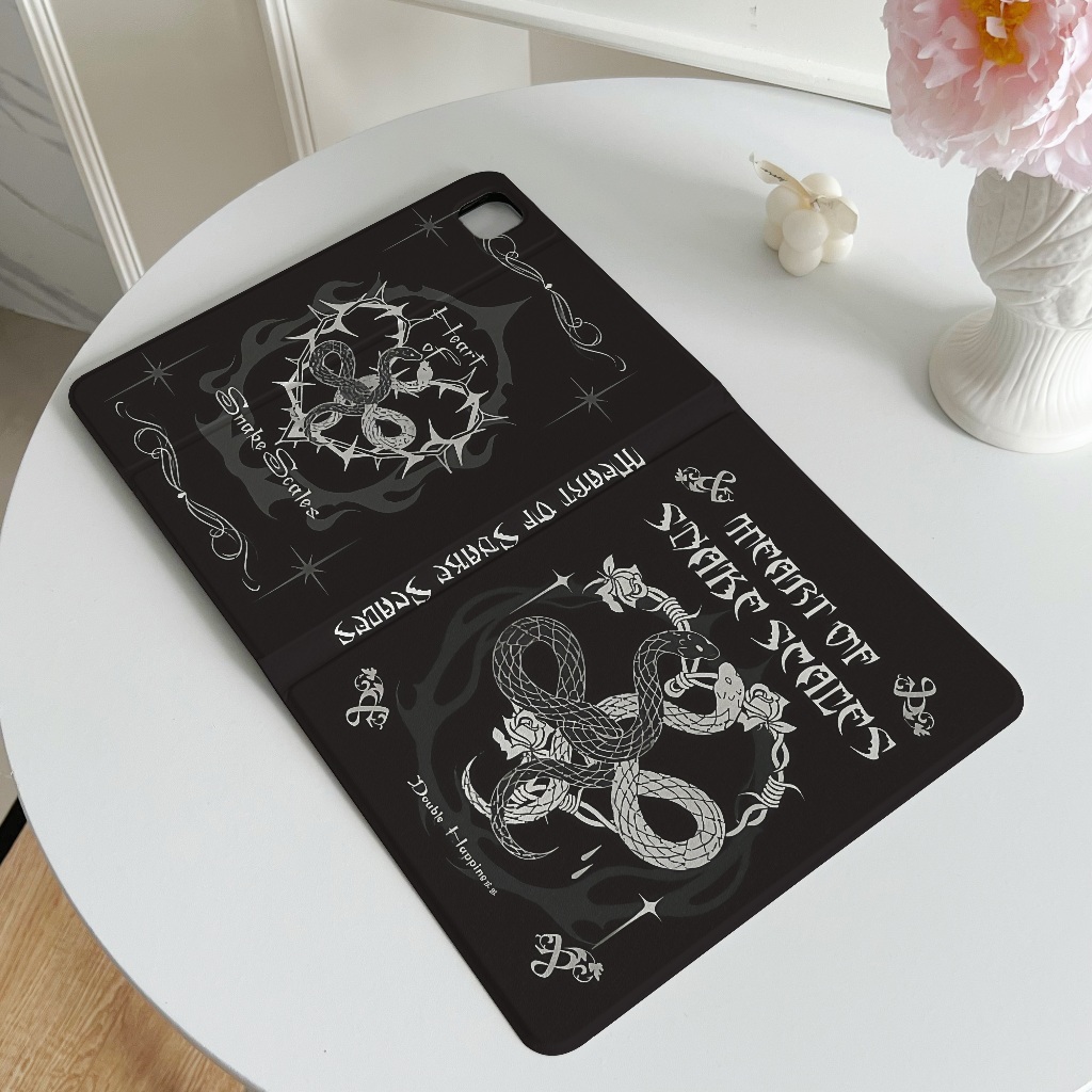 🚀จัดส่งทันที🚀เคสไอแพด งูขาวดำ Gen11 Pro13 Air8 Air7/6 สไตล์ดาร์ก เคสiPad Gen9/8 Mini7/6 Air4 Air2/1