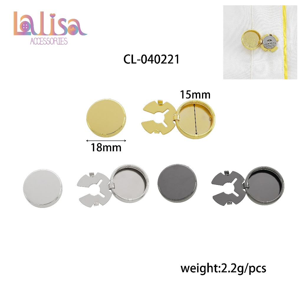 กระดุมข้อมือทองเหลือง 1 คู่ ปกกระดุมเสื้อ  กระดุมข้อมือชายและหญิง alloy button CL-040221