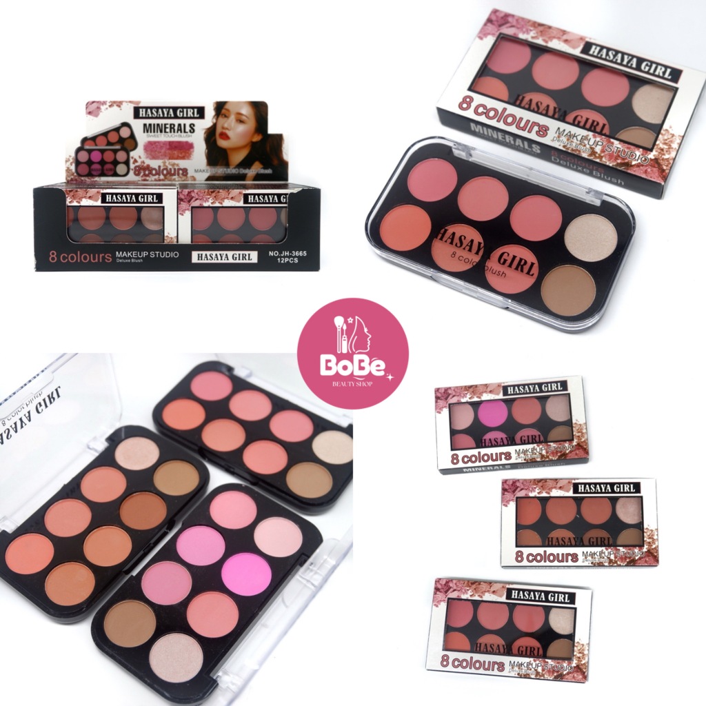 {12พาเลท} HASAYA GIRL Minerals Makeup Blush พาเลทบลัชออน ผสมชิมเมอร์ ให้ใบหน้ามีสีสัน no.JH3665