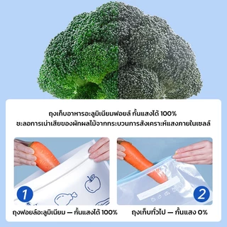 GRAREY ถุงเก็บอาหารอะลูมิเนียมฟอยล์ ถุงฟอยล์ ซีลแน่น กันแสง 100% ยืดอายุอาหารสด แพ็ค 10/20 ใบ