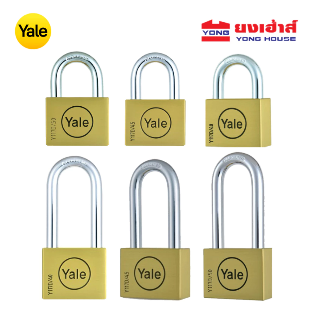 YALE กุญแจคล้อง BD40 BD45 BD50 คอสั้น ห่วงสั้น BD40L BD45L BD50L คอยาว ห่วงยาว ทองเหลืองแท้