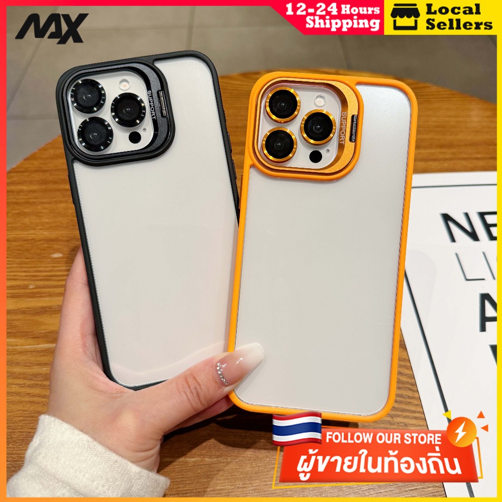 (ซื้อ 1 แถม 2 ฟรี)เคสโทรศัพท์มือถือ แบบใส ป้องกันเลนส์กล้อง พร้อมแหวนขาตั้ง สําหรับ IPhone 16 13 11 12 14 15 ProMax Plus