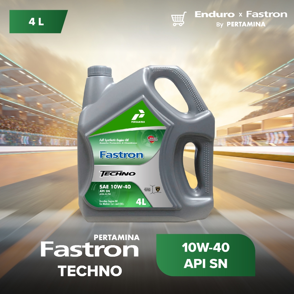 FASTRON TECHNO SAE 10W-40 API SN ขนาด 4L น้ำมันเครื่องพื้นฐานสังเคราะห์แท้สำหรับเครื่องเบนซิน