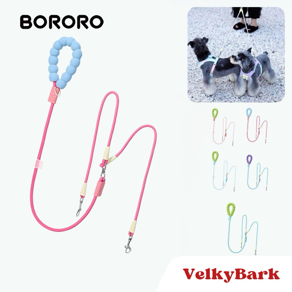VELKYBARK [พร้อมส่ง] Bororo สายจูงสัตว์เลี้ยง รุ่นสาย 2 และ 3 เส้น สำหรับน้องๆ 2-3 ตัว ใช้ได้ทั้งสุนัขและแมว