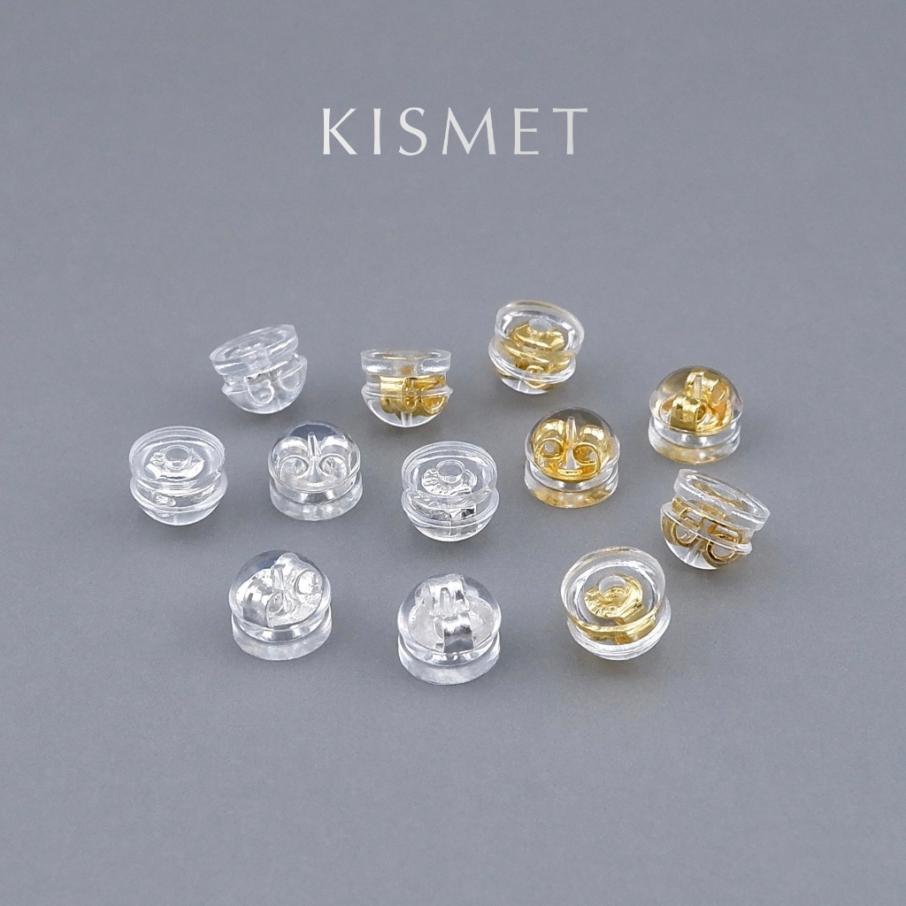 Kismet - Metal Dots แป้นต่างหูโลหะ หุ้มซิลิโคน ทรงถ้วยกลม ขนาด 5 มิล Silicone Earring Backs | KM006