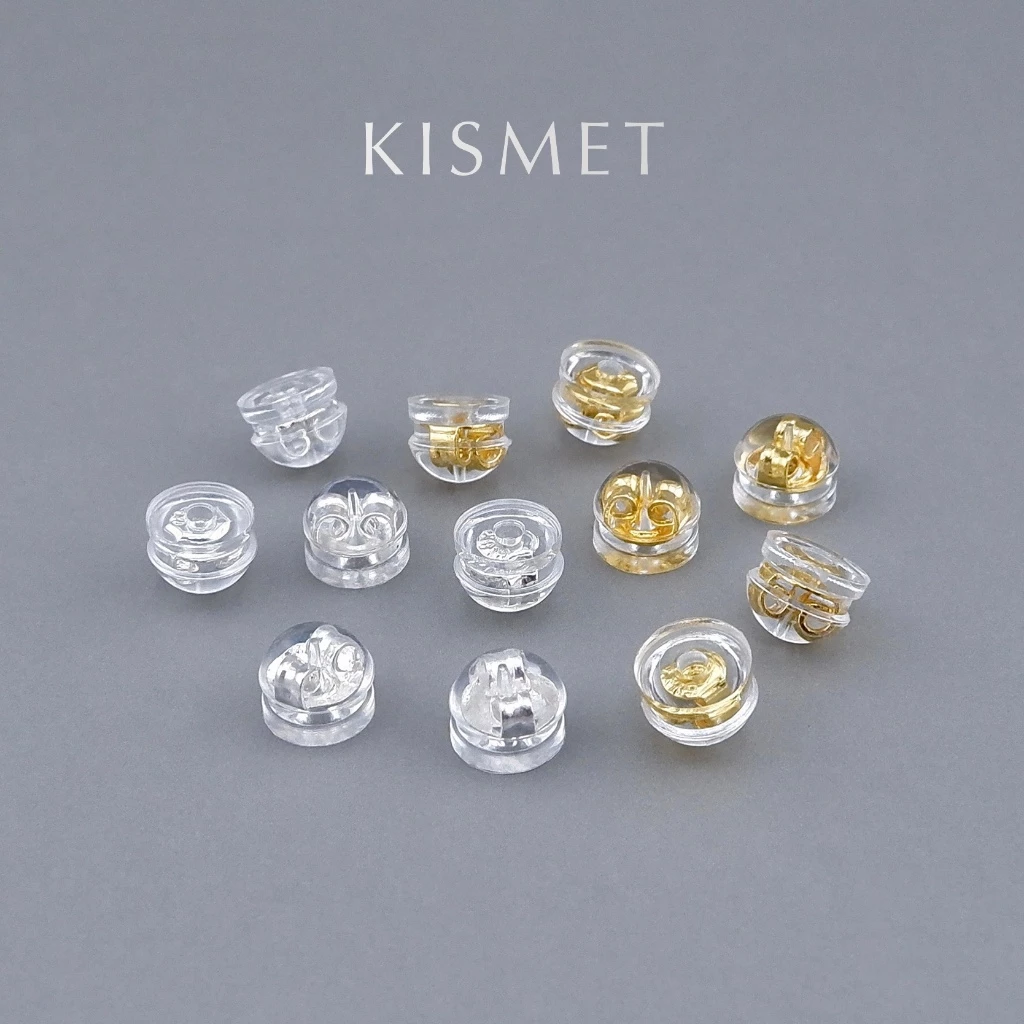 Kismet - Metal Dots แป้นต่างหูโลหะ หุ้มซิลิโคน ทรงถ้วยกลม ขนาด 5 มิล Silicone Earring Backs | KM006