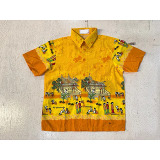 เสื้อวัฒนธรรม เสื้อพื้นเมือง เสื้อผ้าไทย ลายกราบไหว้ มีเด็กและผู้ใหญ่ ลายไทย เนื้อผ้าใส่สบาย ไม่ร้อน