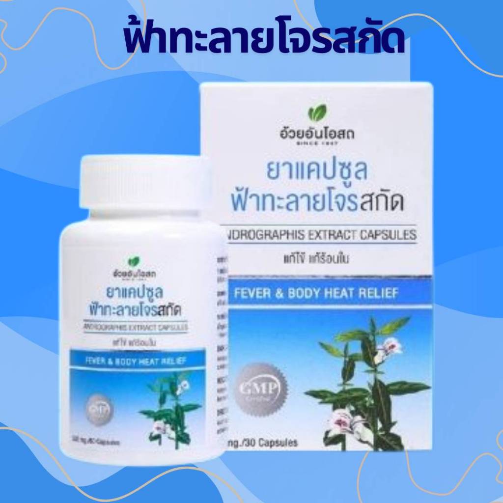 #ยาแคปซูลฟ้าทะลายโจรสกัด (Andrographolide 10 มก.) อ้วยอันโอสถ / Herbal One