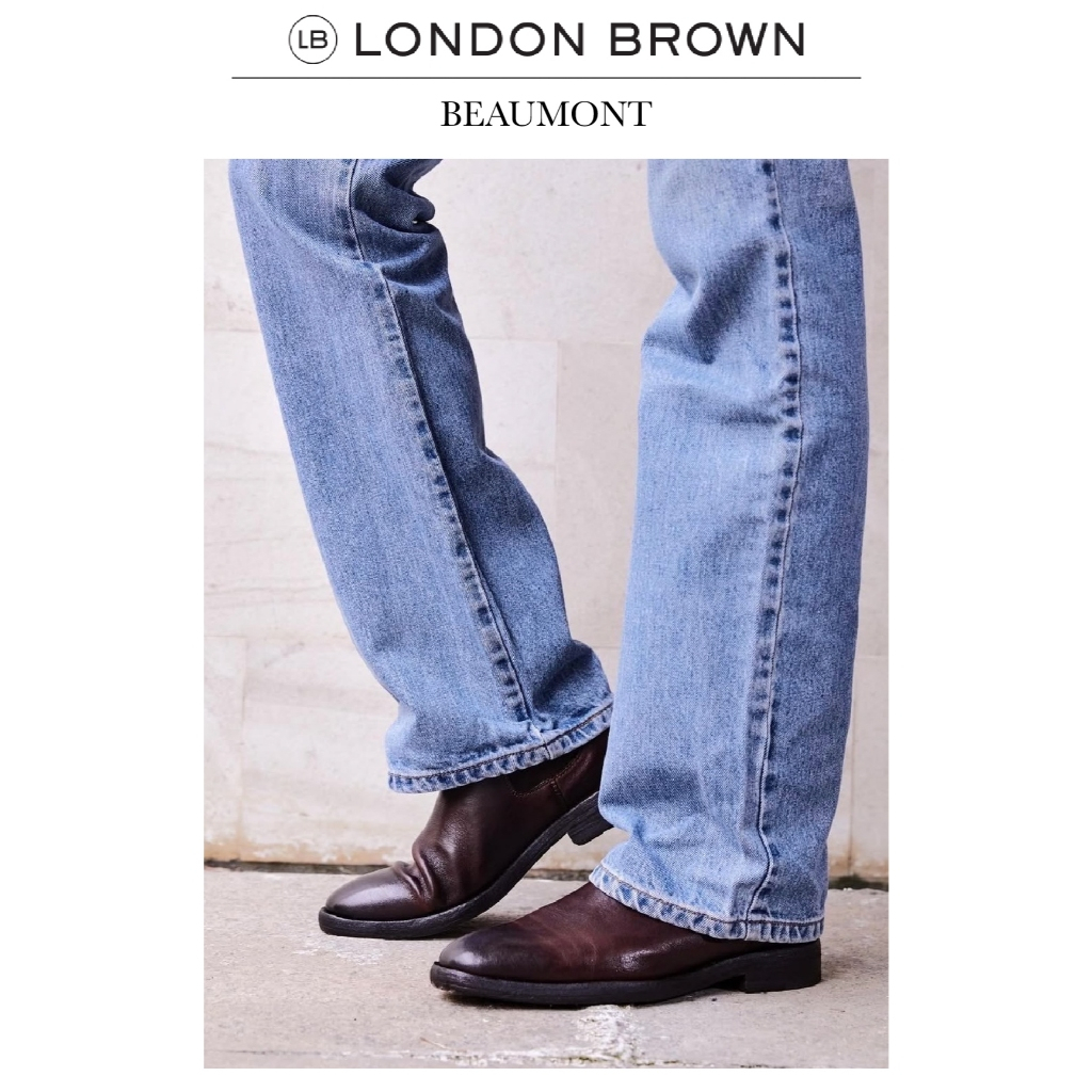 LONDON BROWN - BEAUMONT รองเท้าบูทข้อสูงหนังวัว ทรง Chelsea boots