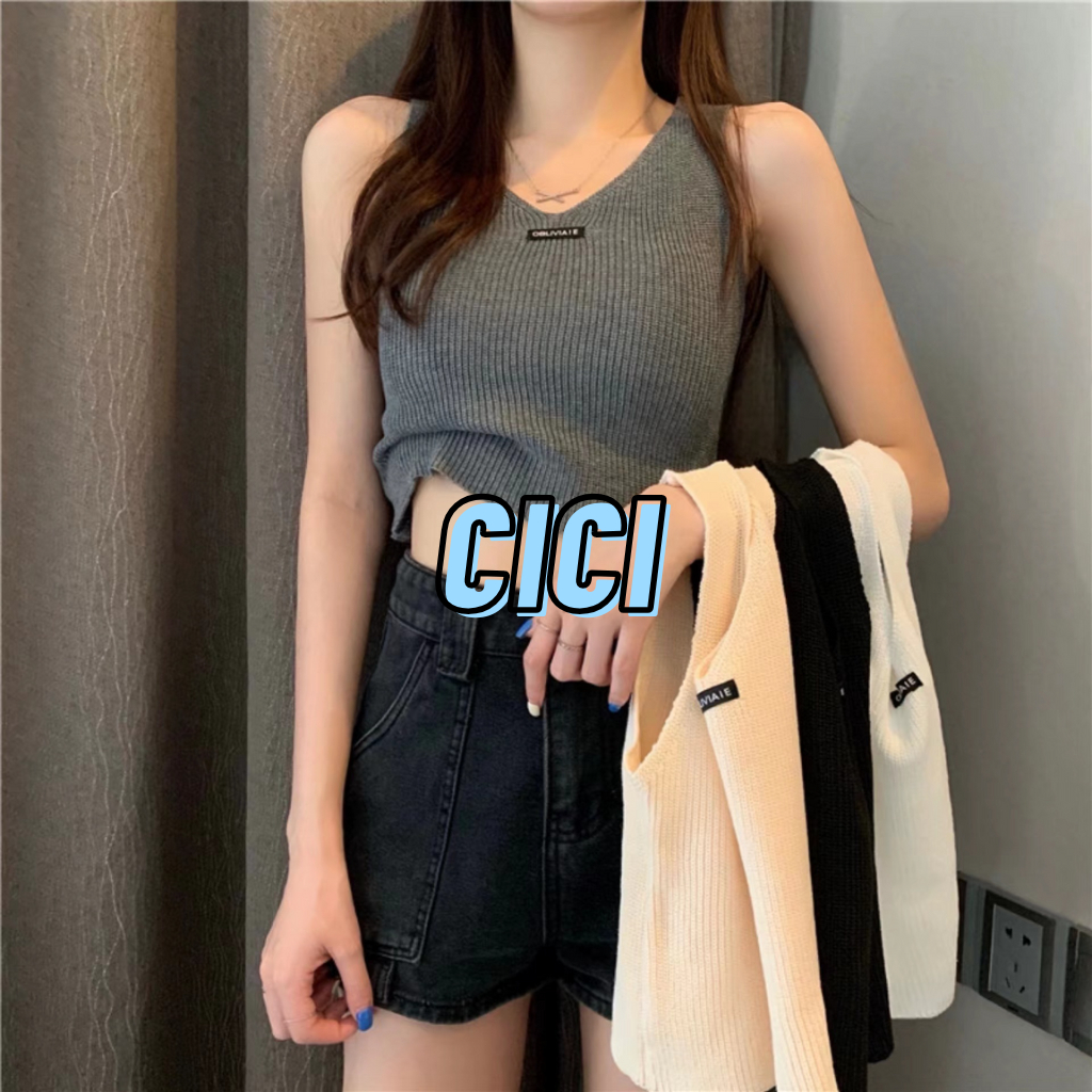 ส่งทันที Cici(NO. 9397)เสื้อกล้ามไหมพรมผ้าร่อง คอวี ยืดได้เยอะ ทรงสวยใส่สบาย ผ้านิ่มคัตติ้งสวย