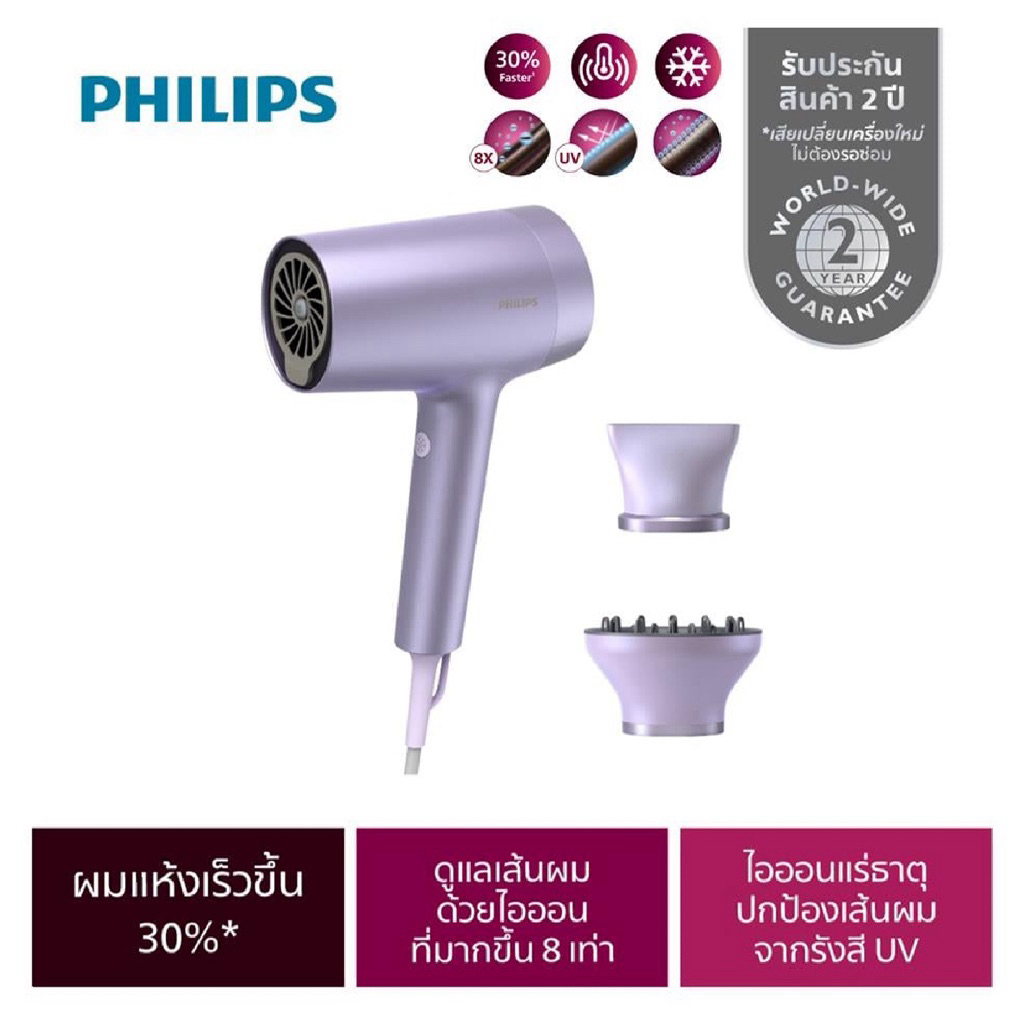 ไดร์เป่าผมPHILIPS BHD720/10 ดูรายละเอียดในรูป(เครื่องใหม่มือ1 ของแท้!!ไม่มีผลกระทบการใช้งาน)
