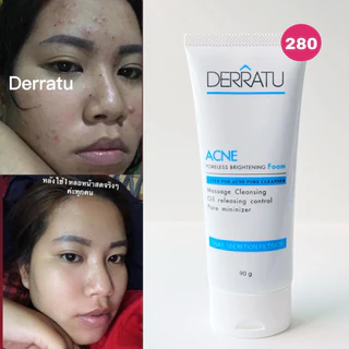โฟมล้างหน้า 90g DERRATU ลดสิว ผดผื่น สิวยีสต์ สิวอุดตัน สิวอักเสบ สิวแพ้แมส ช่วยหน้านุ่มหลังล้าง