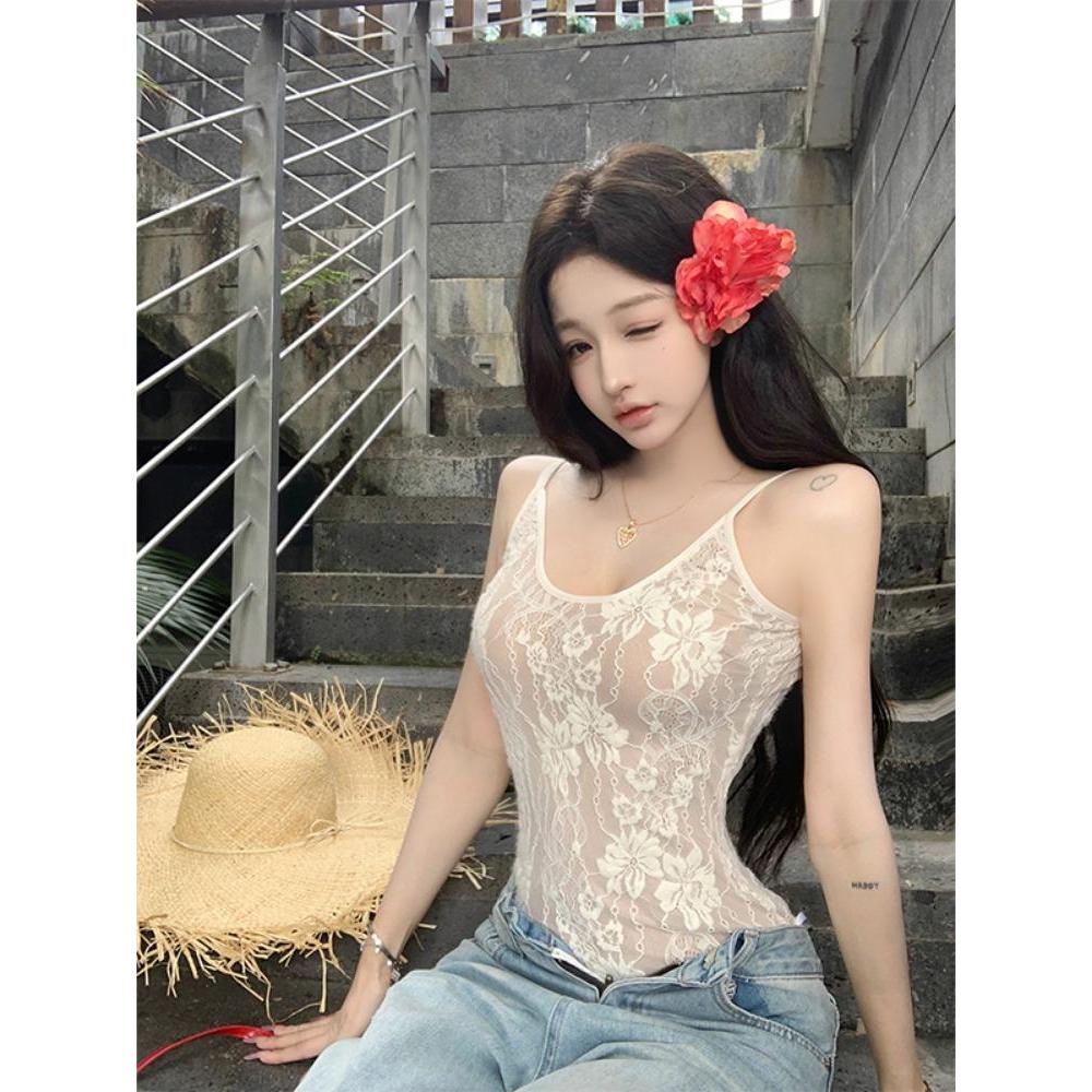 Sosexy【พร้อมส่ง】บอดี้สูทสายเดี่ยวลายลูกไม้ งานใหม่ มี3สี