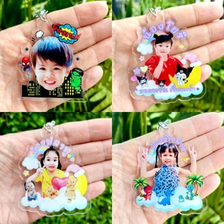 พวงกุญแจหน้าคน พวงกุญแจห้อยกระเป๋า key chain มีเคลือบนูน สามารถใส่ชื่อ รูป น่ารักๆ (สามารถเปลี่ยนรูปได้)