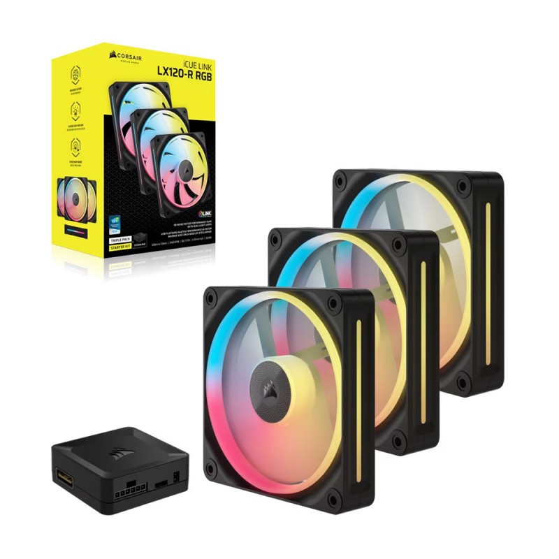 FAN (พัดลม) CORSAIR iCUE LINK LX120-R RGB TRIPLE PACK STARTER KIT BLACK (CO-9051050-WW)