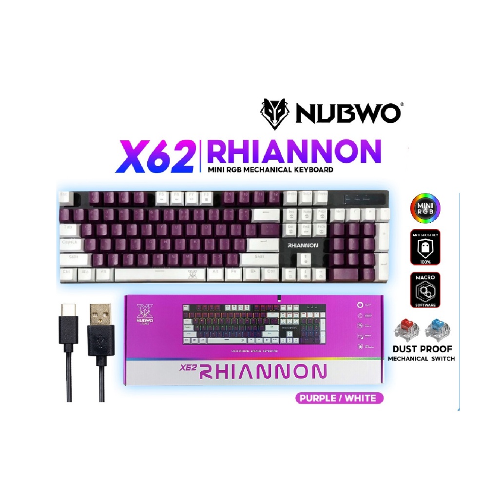 คีย์บอร์ดเกมมิ่ง (มาโคร) NUBWO X62 Rhiannon MECHANICAL MINI RGB GAMING KEYBORD