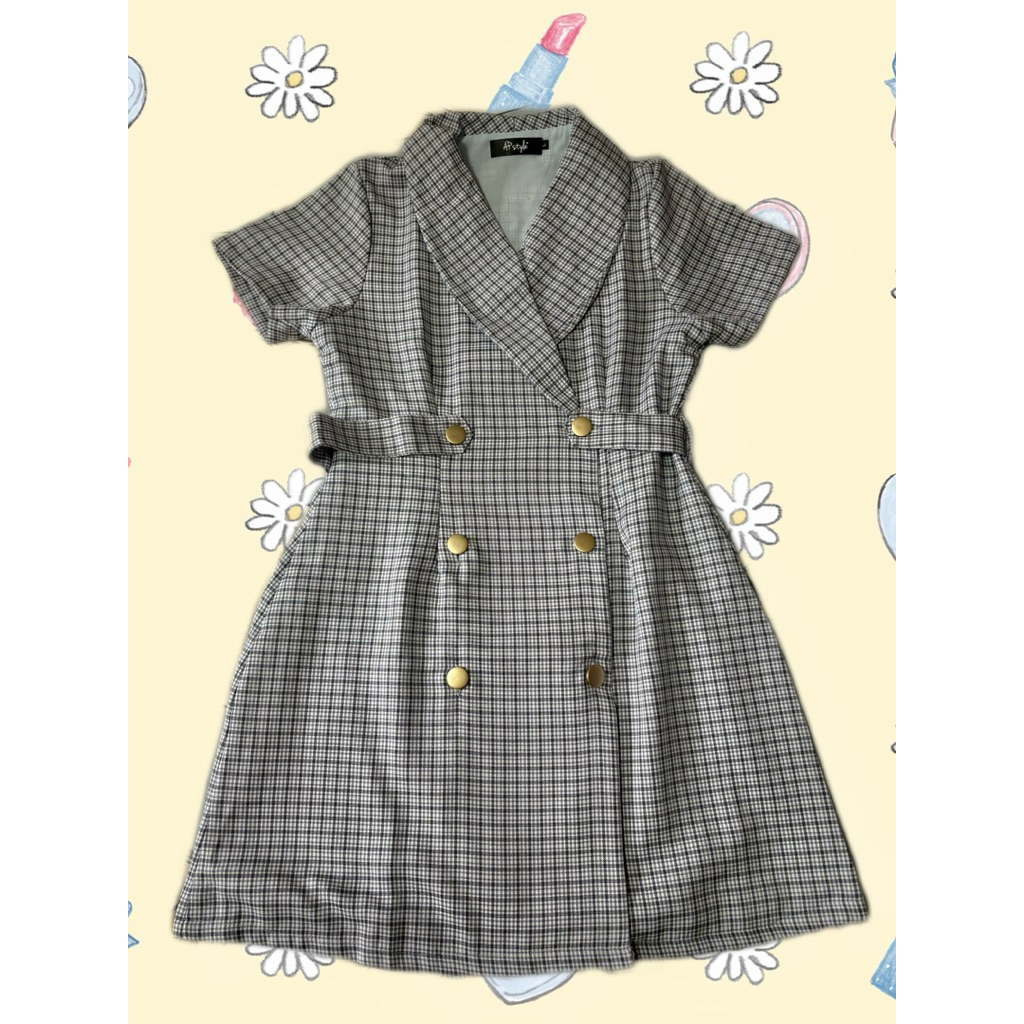 เดรสทำงานลายสก็อต L ป้าย AP Style