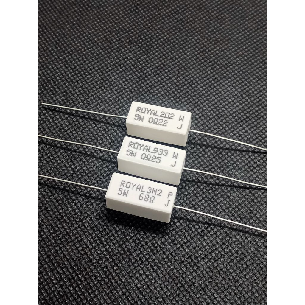 (แพ็ค2ตัว) Rกระเบื้อง ตัวต้านทานเซรามิค 5W 5% 68โอห์ม/0.22โอห์ม/0.25โอห์ม, Resistor Ceramic 5W,พร้อม