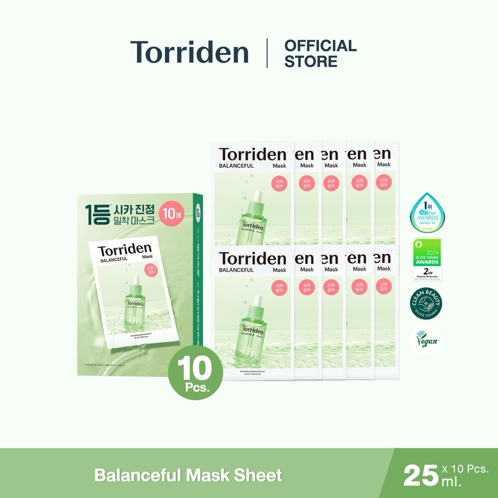 (10 แผ่น) Torriden Balanceful Cica Mask Sheet - ทอร์ริเดน มาสก์สูตรอ่อนโยนสำหรับผิวแพ้ง่าย