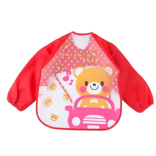 Babyonline(R318)N5 (ส่งด่วน1วัน)ผ้ากันเปื้อนสำหรับเด็กลายการ์ตูนแขนยาว กันน้ำได้