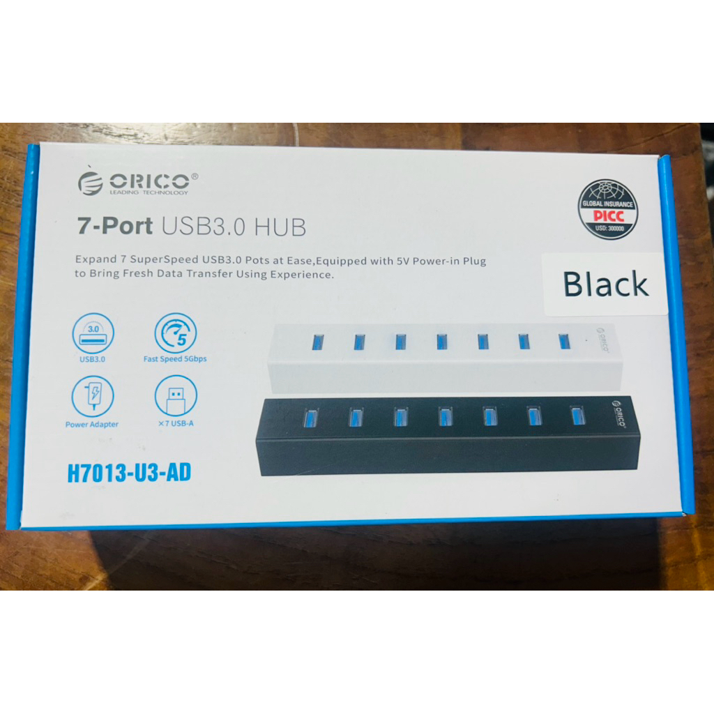 H7013-U3-AD USB3.0 Hub 7 Port Black Orico