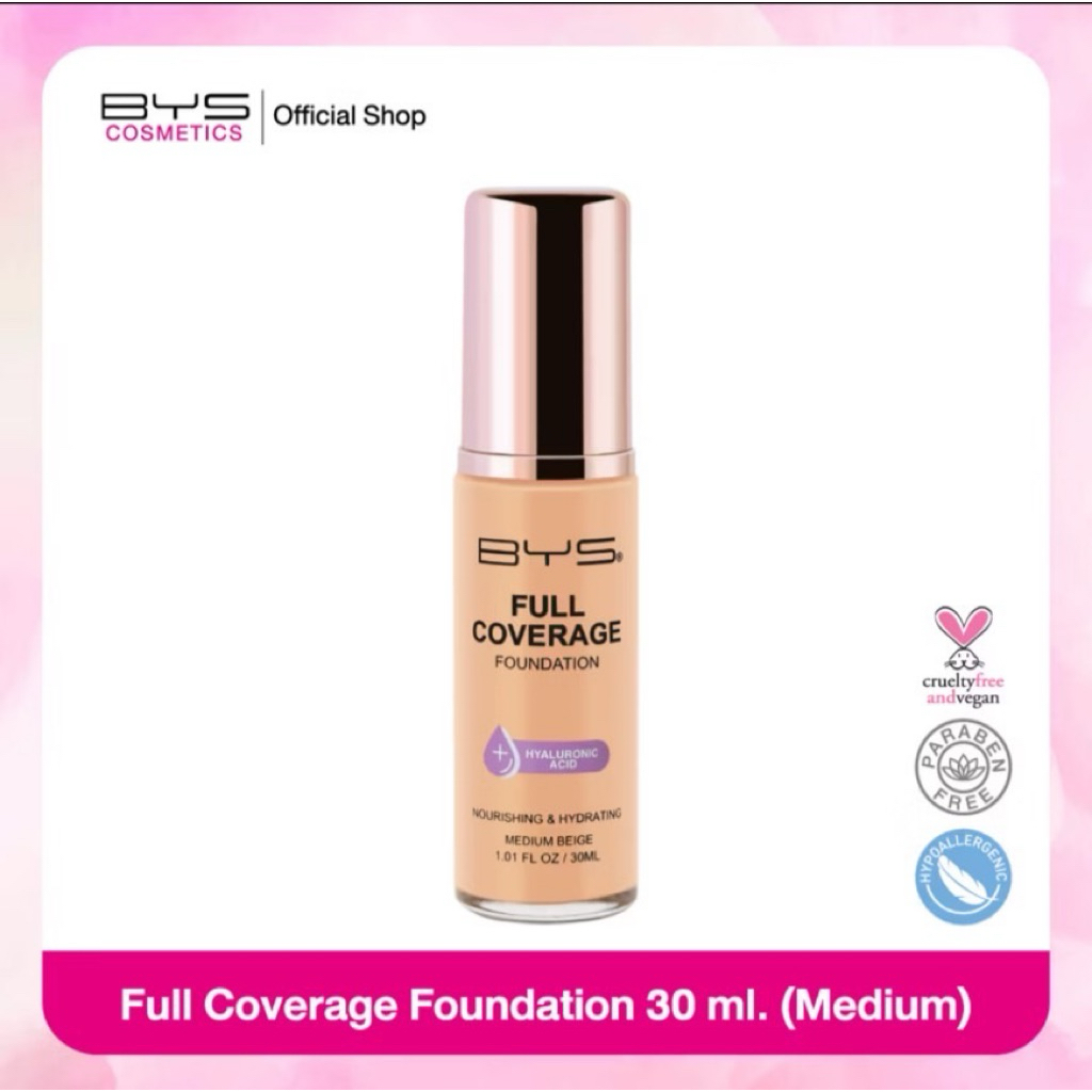 (ส่งฟรี) BYS Cosmetics Full Coverage Foundation 30 ml. รองพื้น ปกปิดได้อย่างดีเยี่ยม