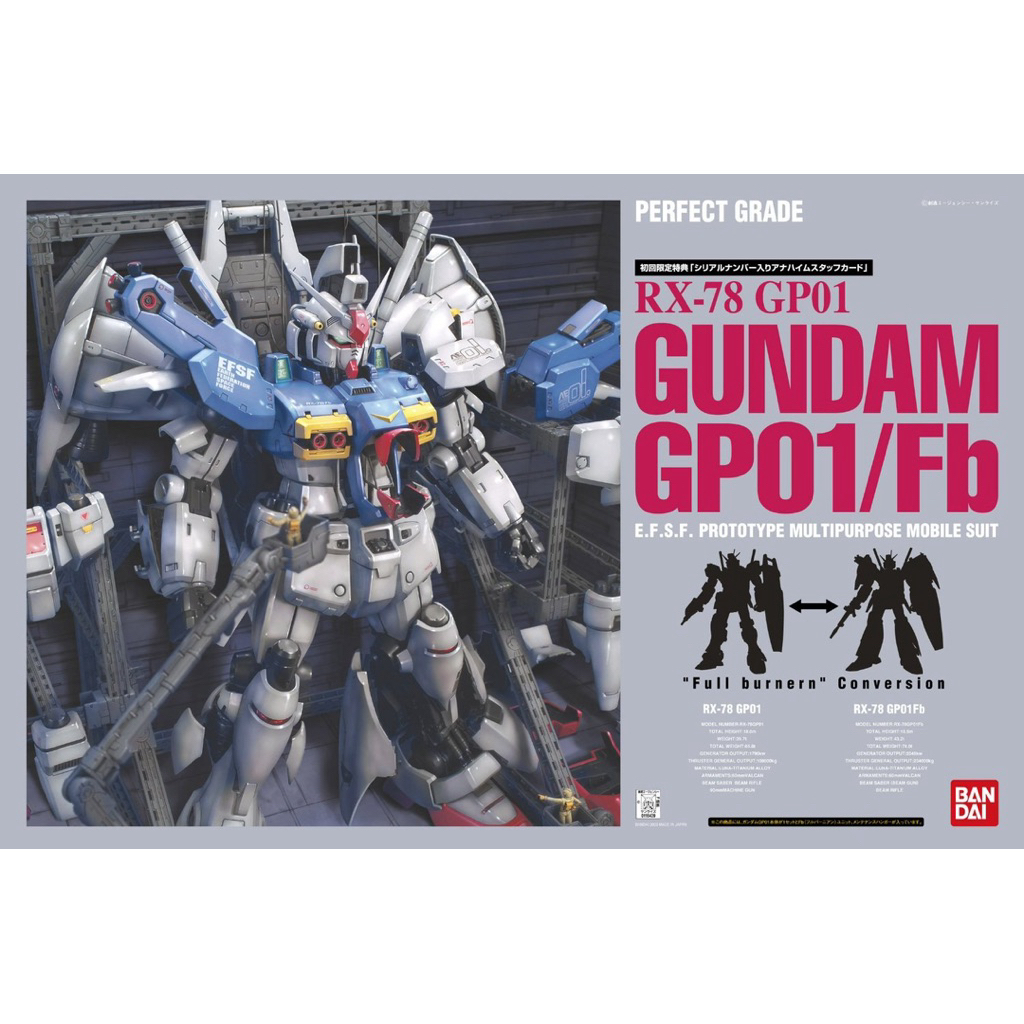 Pg 1/60 RX-78 GP01 Gundam Gp01/FB Bandai
