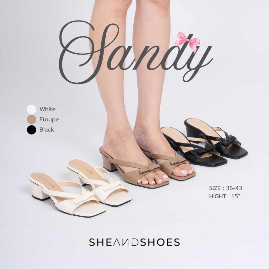 🛵 ส่งด่วน จากกรุงเทพ - Sandy รองเท้าส้นสูง 1.5 นิ้ว [Sz.36 - 43] น่ารัก เรียบร้อย ลูกคุณมากก