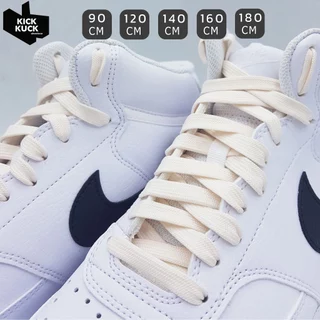 (หนา2ชั้น พรีเมี่ยม ) KICKKUCK (คิกคัก) เชือกรองเท้าสีขาวนม (offfwhite) (แบน)FLAT 90,120.140 ,160,180 cm.