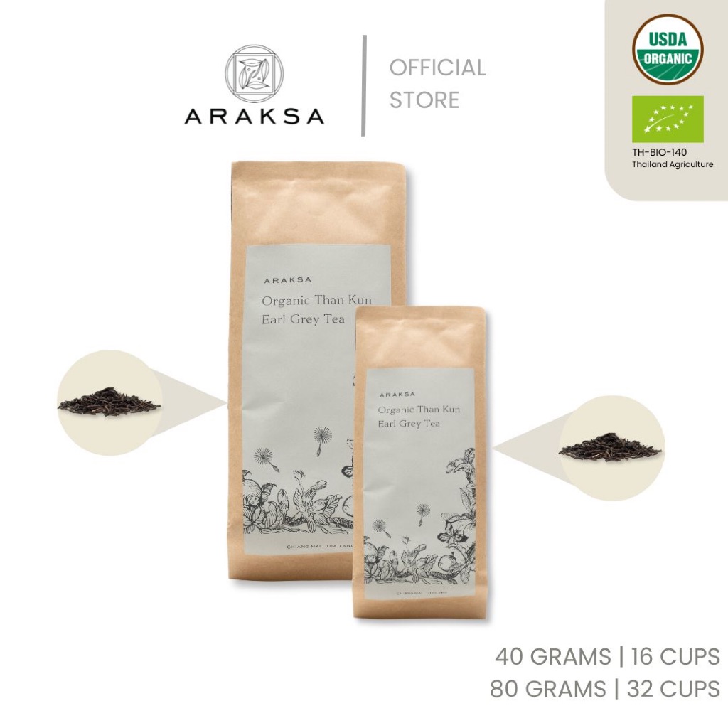 ARAKSA "ท่านขุน" ชาเอิร์ลเกรย์ออร์แกนิค บรรจุถุงคราฟต์ | ARAKSA Than Kun Earl Grey Tea in Bag | USDA