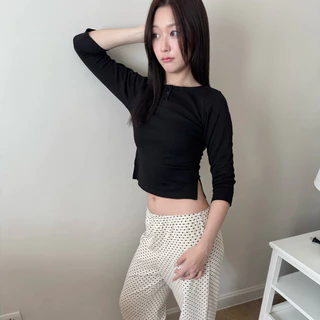 3/4 slit button top (3colors)