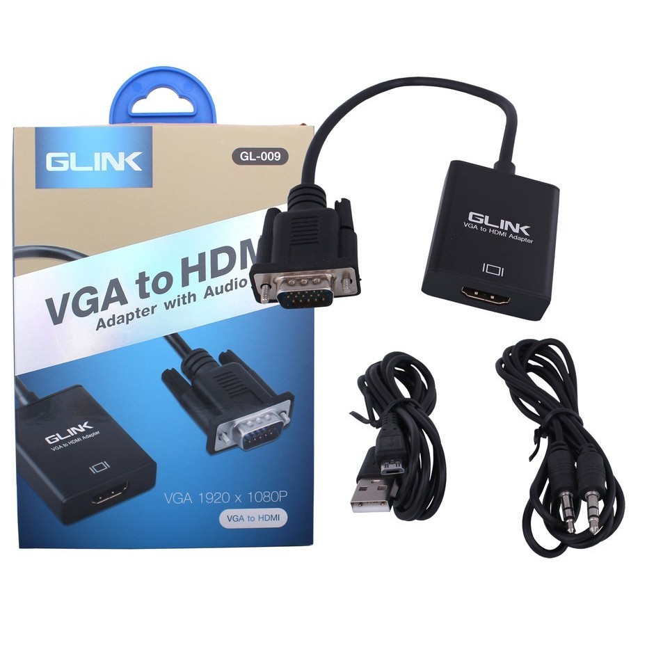 GLINK สายแปลง VGA TO HDMI รุ่น GL-009 สายแปลง vga to hdmi สายแปลงสัญญาณ