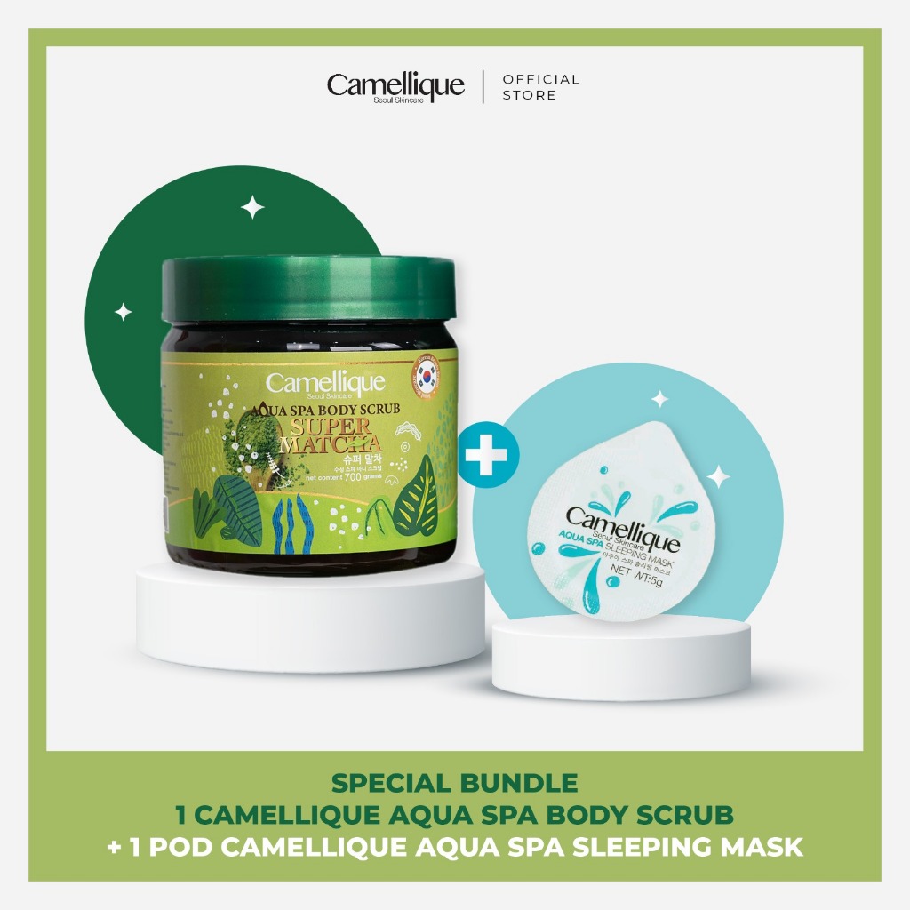 Aqua Spa Body Scrub Super Matcha+free 1 pods sleepingmask