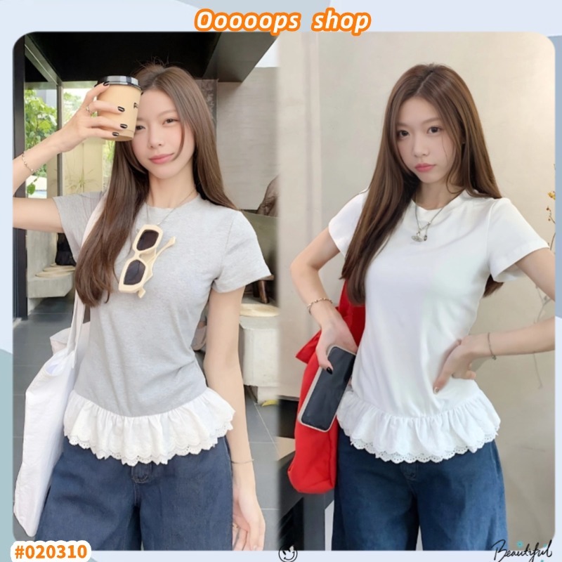 เสื้อยืดเเขนสั้น เสื้อยืดสีพื้น ต่อชายปลายเสื้อ ใส่ได้ทุกกรณี สีสันอ่อนหวาน #102310