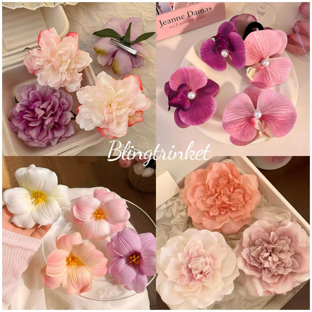 Blingtrinket🌸🌸กิ๊บติดผม รูปดอกกล้วยไม้ กิ๊บติดผมชายหาด สําหรับผู้หญิง PU เกรดพรีเมียม ราคาย่อมเยาว์.