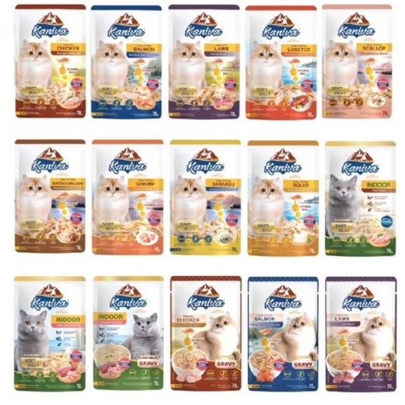 Kaniva Pouch อาหารแมว แบบเปียก ผสม Vitamin Balls ขนาด 70 กรัม ( x 1 ซอง)