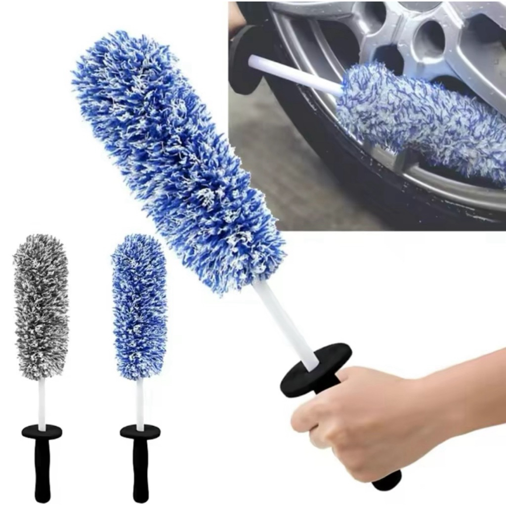 ล้างรถ Super Brush Plush Premium แปรงล้อ Non-SLIP Handle ทําความสะอาดง่าย Rims Spokes ล้อ Barrel รถอุปกรณ์เสริม