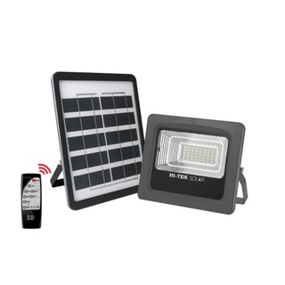 [1 แถม 1] HI-TEK  โคมไฟฝลัดไลท์โซล่า LED 30W สีเทา แสงขาว